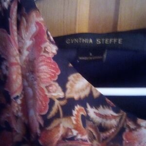 Cynthia Steffe Floral Blouse in Black and Pink